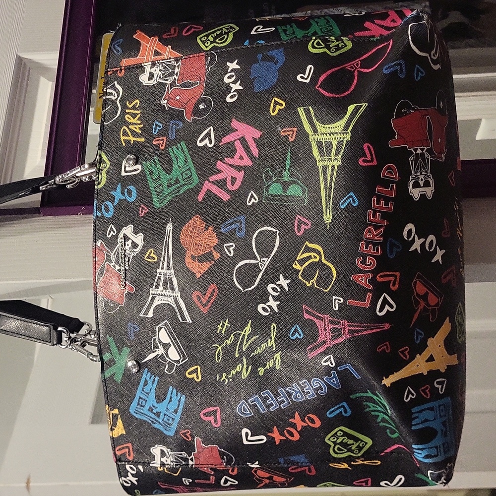 Karl Lagerfeld Black Multi Color Tote